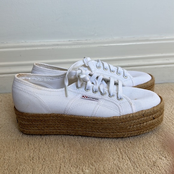 Superga 2790 Rope Pattern Platform Sneakers/Shoes White. Size 39.5/ 9.5 - Picture 4 of 6